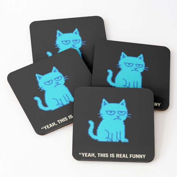 Item preview, Pixel Cat Meme – “Yeah, This Is Real Funny” Retro Art designed and sold by GalleryGlow Fantasy Art.