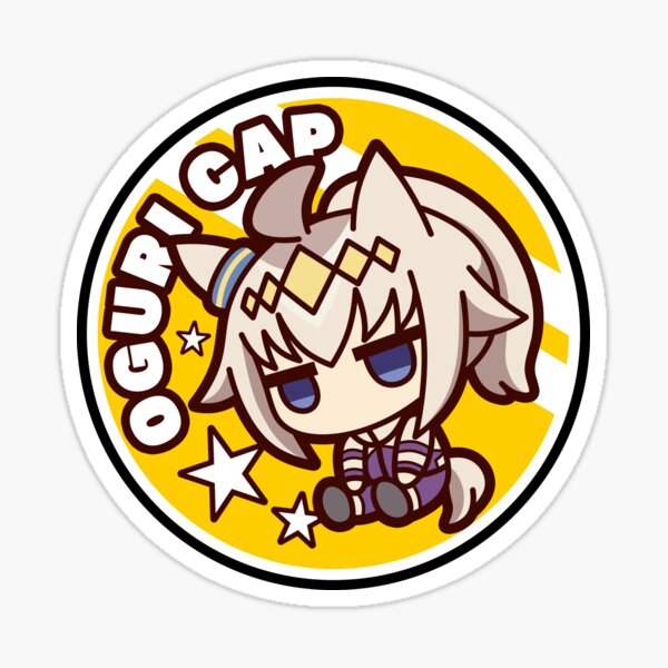 Artikel-Vorschau von Oguri Cap Logo Anime Chibi Fanmade Inoffizielle Merchandise Uma Musume Cinderella Grau, designt und verkauft von Noredji Morien.
