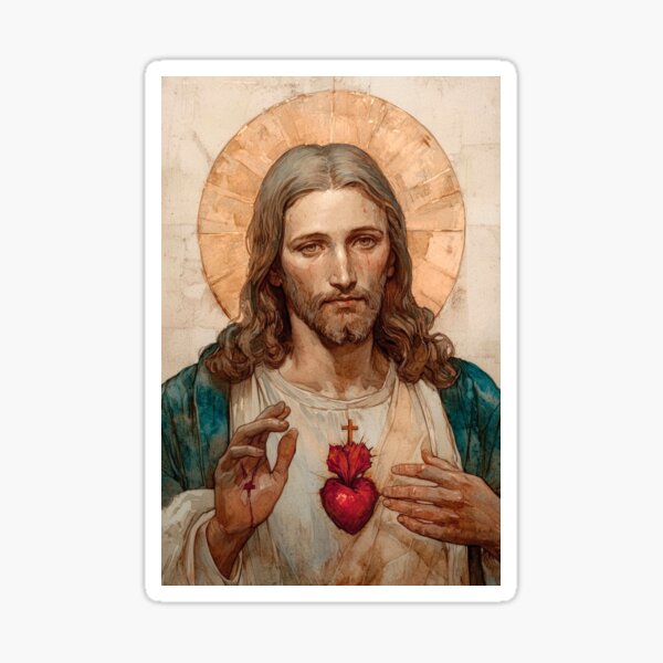 Item preview, Sacred Heart of Jesus Watercolor Print designed and sold by FaithArtCrea.