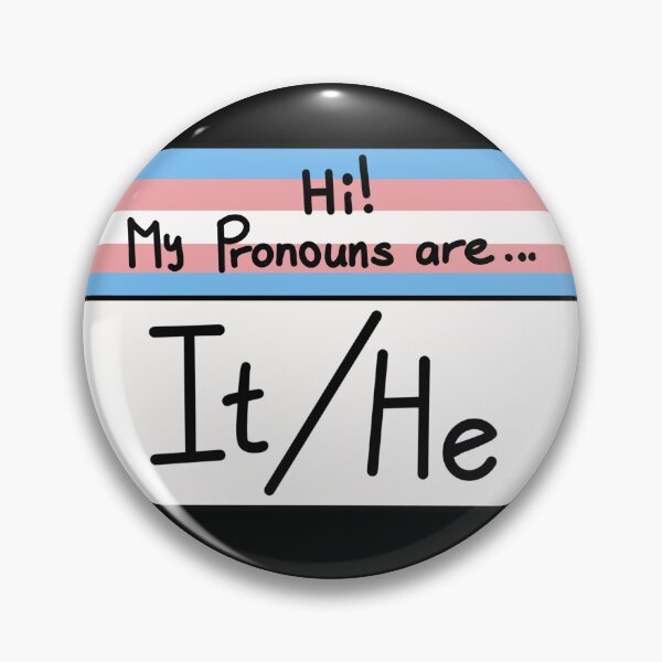 Aperçu de l'œuvre Bonjour, mes pronoms sont : « Il/Elle » – Édition Fierté Trans créée et vendue par Beelixir.