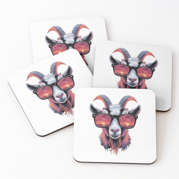 Item preview, Cool goat with sunglasses – Stylish retro design with sunset designed and sold by Globuwear.