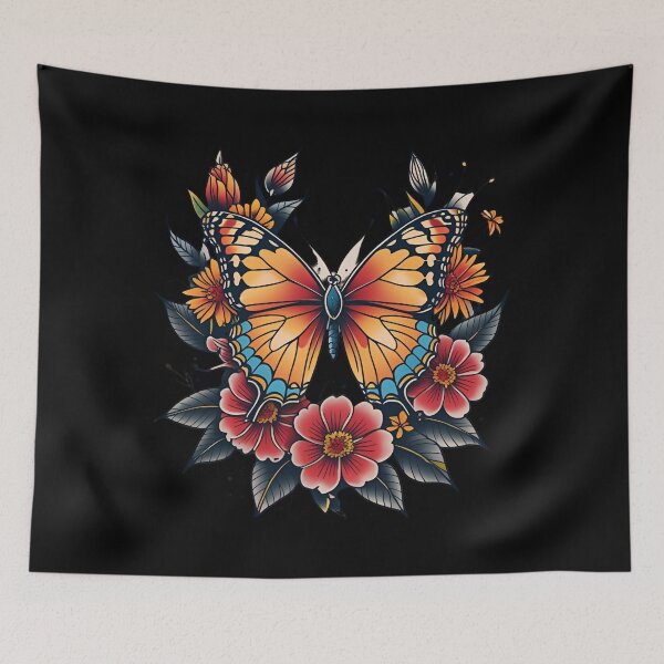 Item preview, Tattoo Butterfly In Bloom, Butterfly And Flowers designed and sold by MyIdeas82.