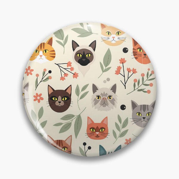 Item preview, Lindo patrón floral con caras de gato designed and sold by tretyakov.