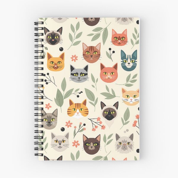 Item preview, Cute Cat Faces Floral Pattern designed and sold by tretyakov.