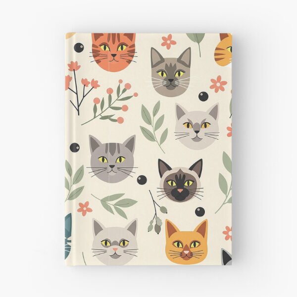 Aperçu de l'œuvre Motif floral avec des visages de chat mignons créée et vendue par tretyakov.