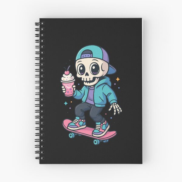 Item preview, Skater Skeleton with Milkshake & Anime Eyes – Cute Retro Goth Art designed and sold by ColorSplash123.