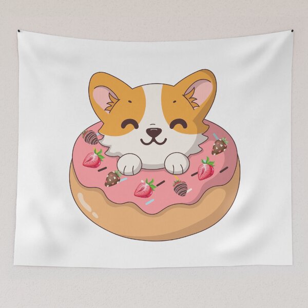Item preview, Cute dog in a strawberry chocolate donut designed and sold by Printdesigns1.