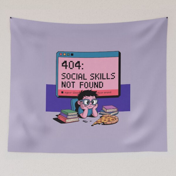 Item preview, Copy of Funny Pixel Error 404 No Social Skills Found designed and sold by MonkiFlipp.