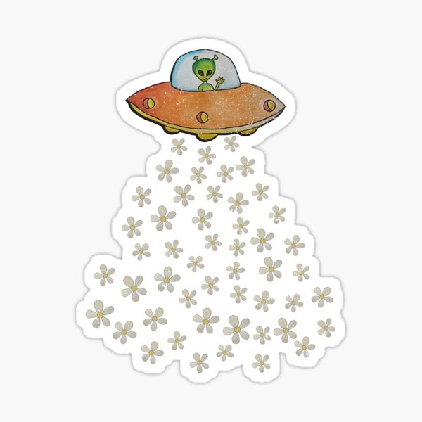 Alien Greetings & Daisy Rain – Vintage Space Vibes Sticker