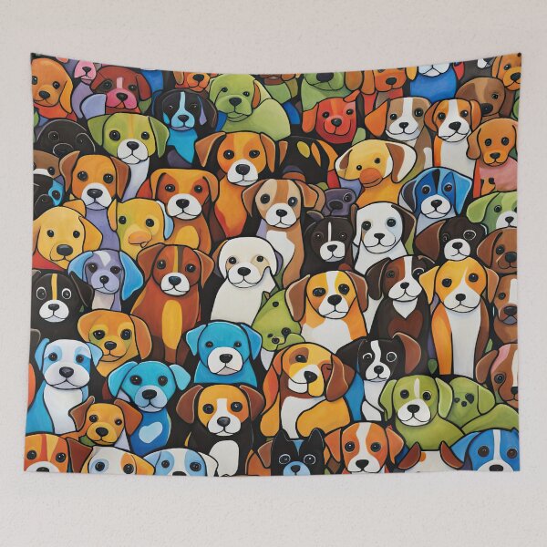 Item preview, Folk Art Field of Puppies designed and sold by Colin Bentham.
