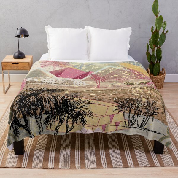 Item preview, Ancient Egyptian Pyramids in Golden Desert with Palm Trees and Sacred Sun designed and sold by Sugar Wisdom .