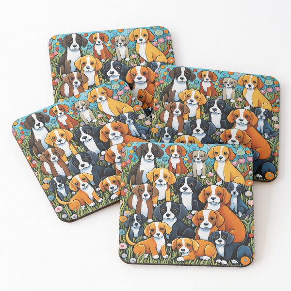 Item preview, Folk Art Field of Puppies designed and sold by Colin Bentham.