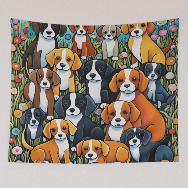 Item preview, Folk Art Field of Puppies designed and sold by Colin Bentham.