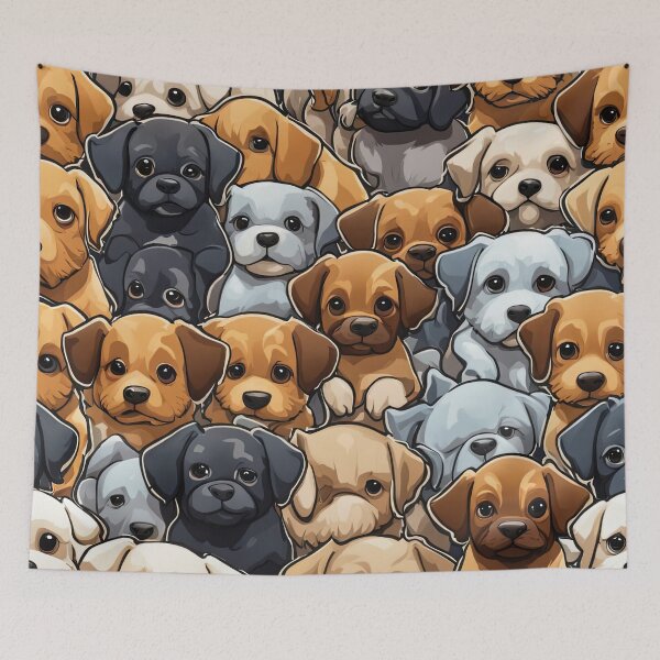 Item preview, Folk Art Field of Puppies designed and sold by Colin Bentham.