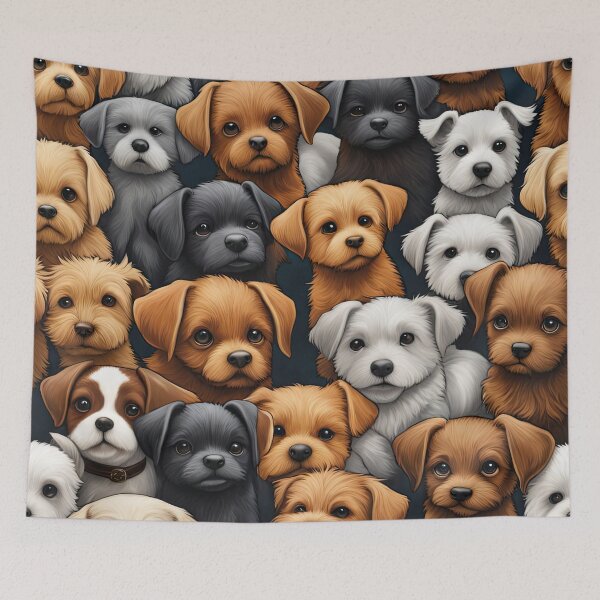 Item preview, Folk Art Field of Puppies designed and sold by Colin Bentham.