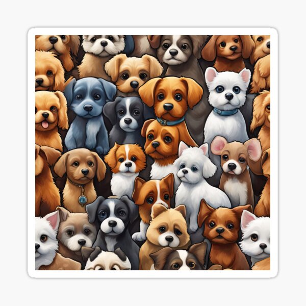 Item preview, Folk Art Field of Puppies designed and sold by Colin Bentham.