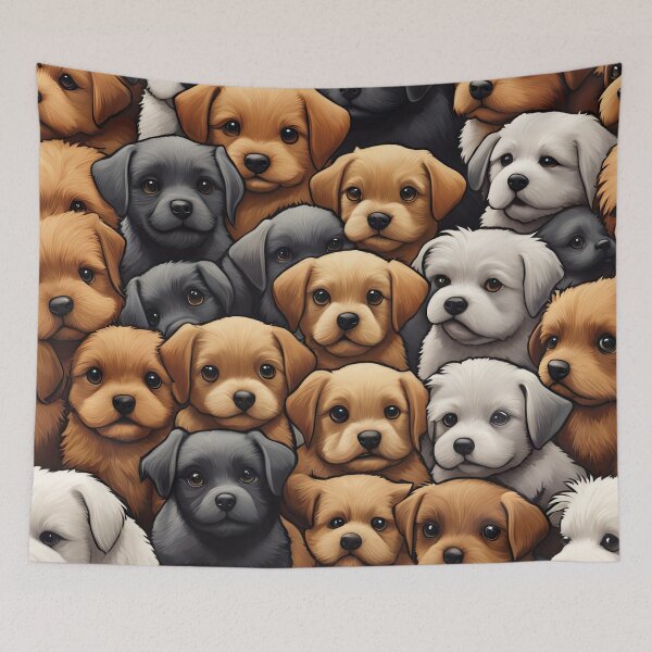 Item preview, Folk Art Field of Puppies designed and sold by Colin Bentham.