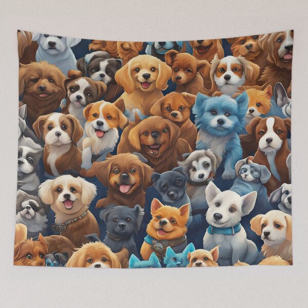 Item preview, Folk Art Field of Puppies designed and sold by Colin Bentham.