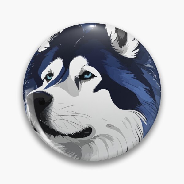 Item preview, Alaskan Malamute Sled Dog Surrounded By Blue Flowers designed and sold by taiche.