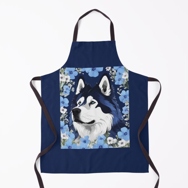 Item preview, Alaskan Malamute Sled Dog Surrounded By Blue Flowers designed and sold by taiche.