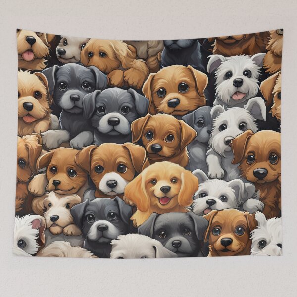 Item preview, Folk Art Field of Puppies designed and sold by Colin Bentham.