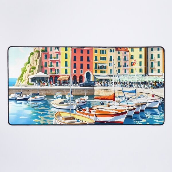 Item preview, Camogli Harbour: Summer Morning Fishing Boats designed and sold by LSVart.