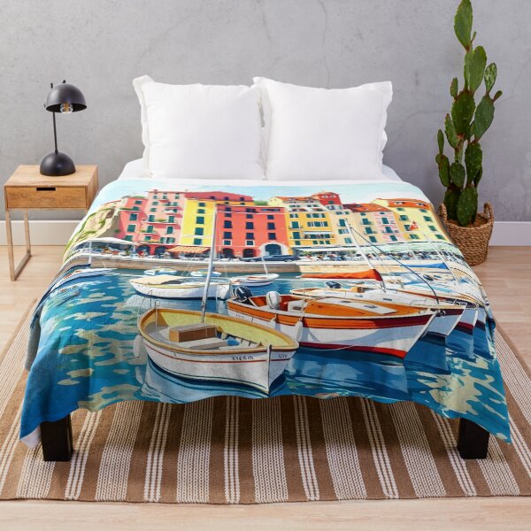 Item preview, Camogli Harbour: Summer Morning Fishing Boats designed and sold by LSVart.