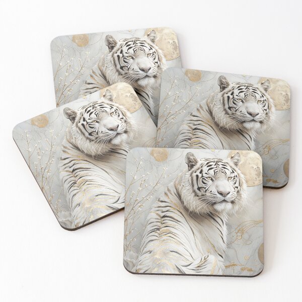 Item preview, Regal White Tiger Against Elegant Marble Background designed and sold by Topmaxdesign.