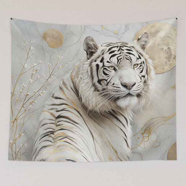 Item preview, Regal White Tiger Against Elegant Marble Background designed and sold by Topmaxdesign.