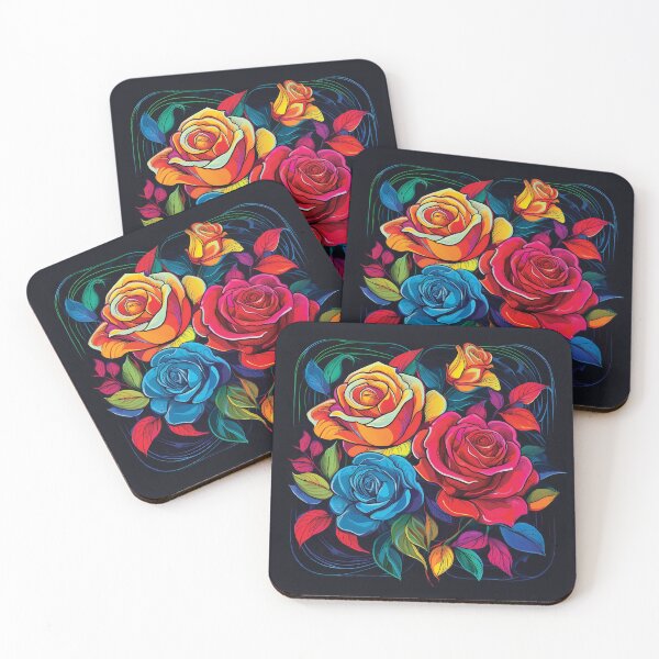 Item preview, Bold Graphic Roses Illustration with Thick Outlines and Primary Colors. designed and sold by HEMRO.