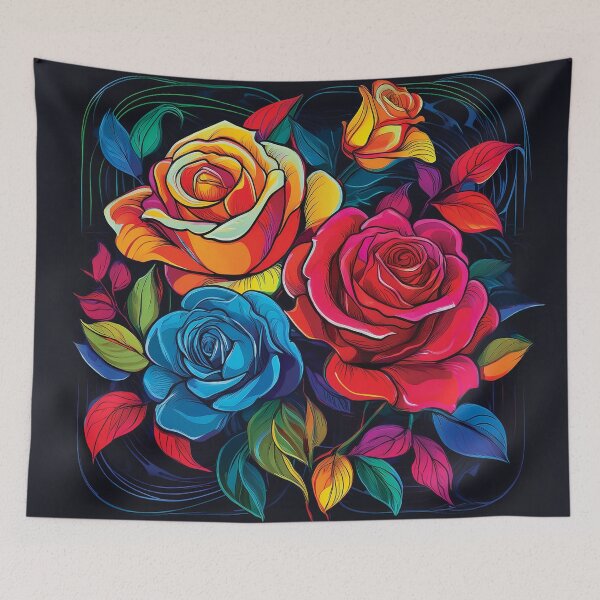Item preview, Bold Graphic Roses Illustration with Thick Outlines and Primary Colors. designed and sold by HEMRO.