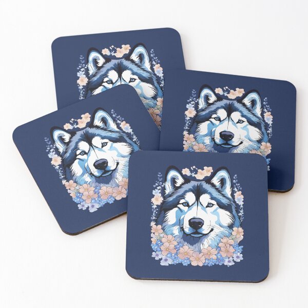 Item preview, Alaskan Malamute Dog Surrounded By Forget-Me-Nots designed and sold by taiche.