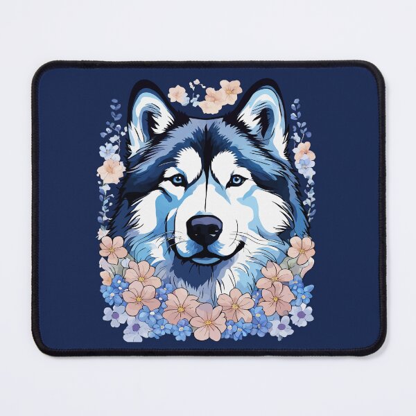Item preview, Alaskan Malamute Dog Surrounded By Forget-Me-Nots designed and sold by taiche.