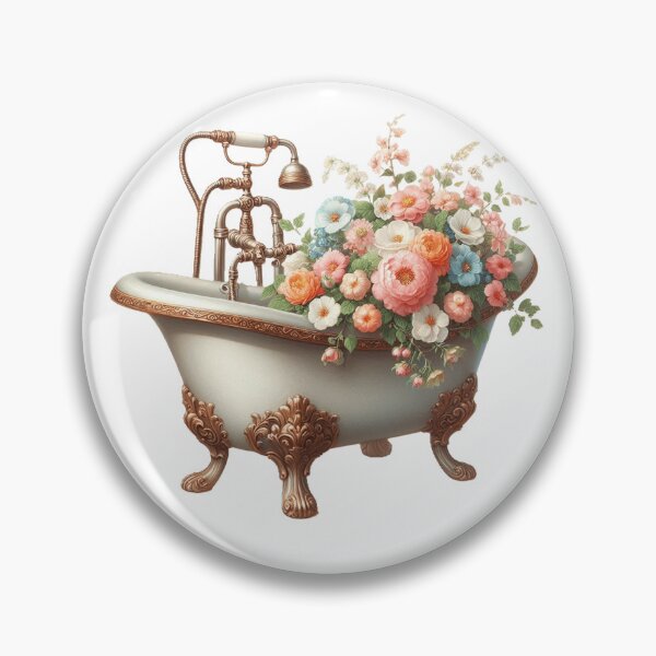 Item preview, Beautiful vintage bathtub with flowers designed and sold by nicnacc.