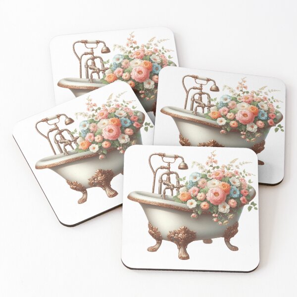 Item preview, Beautiful vintage bathtub with flowers designed and sold by nicnacc.