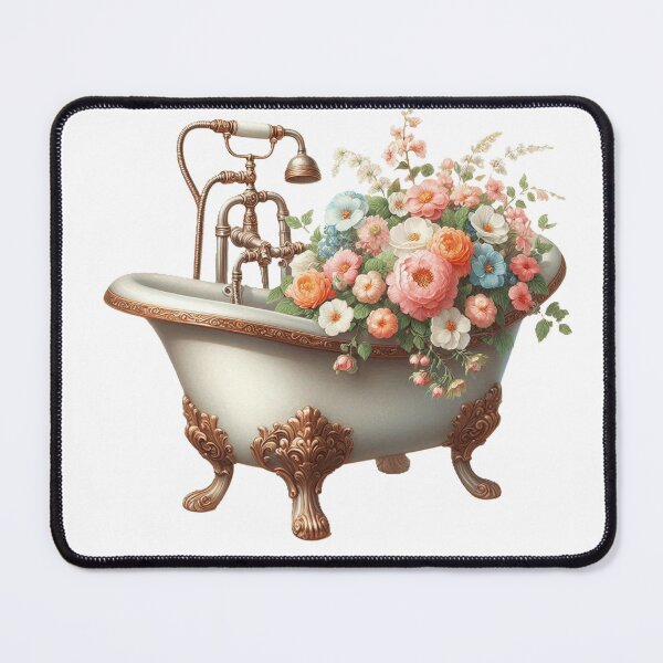Item preview, Beautiful vintage bathtub with flowers designed and sold by nicnacc.