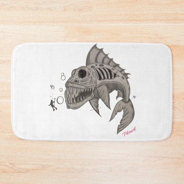 Item preview, monster fish pencil drawing skull designed and sold by pksart1.