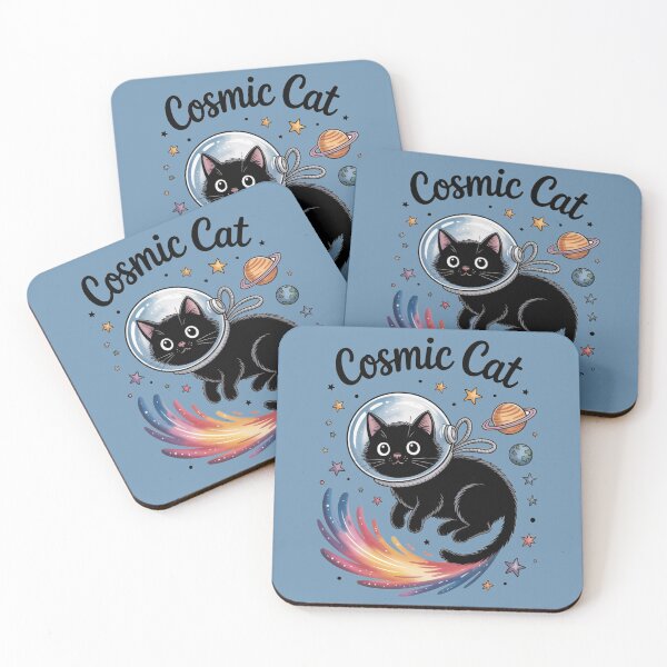 Item preview, Cosmic Cat – Floating Black Cat Astronaut designed and sold by jubileejungle.