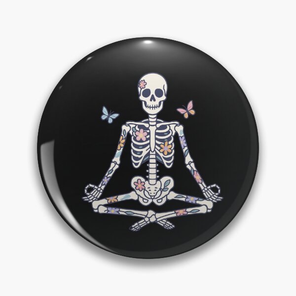 Item preview, Yoga Skeleton with Floral Tattoos – Mindful Goth Art designed and sold by ColorSplash123.