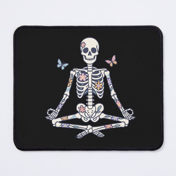 Item preview, Yoga Skeleton with Floral Tattoos – Mindful Goth Art designed and sold by ColorSplash123.