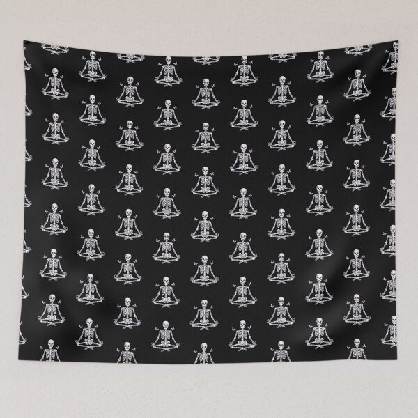 Item preview, Yoga Skeleton with Floral Tattoos – Mindful Goth Art designed and sold by ColorSplash123.