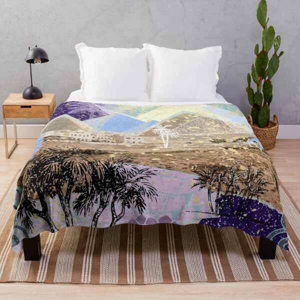 Item preview, Ancient Egyptian Pyramids in Golden Desert with Palm Trees and Sacred Sun designed and sold by Sugar Wisdom .