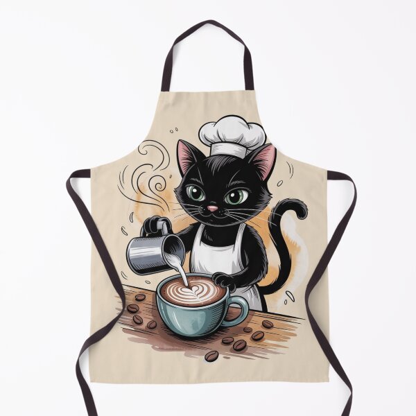 Item preview, Purrfect Brew – Black Cat Barista Latte Art designed and sold by jubileejungle.