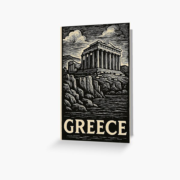 Item preview, Greece Linocut Style  designed and sold by Thistle-TShop.