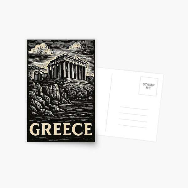 Item preview, Greece Linocut Style  designed and sold by Thistle-TShop.