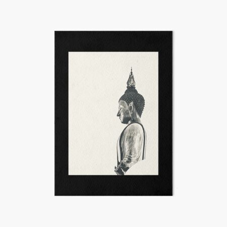 Serene Buddha Profile - Black and White Photo Print Art Board Print