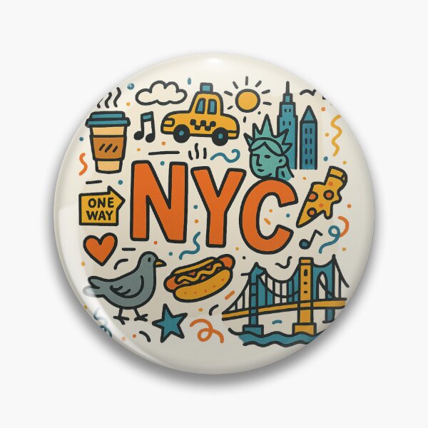 Item preview, NYC Doodle Collage – Cute & Colorful New York City Icons designed and sold by GirlyPopped.