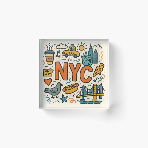 Item preview, NYC Doodle Collage – Cute & Colorful New York City Icons designed and sold by GirlyPopped.