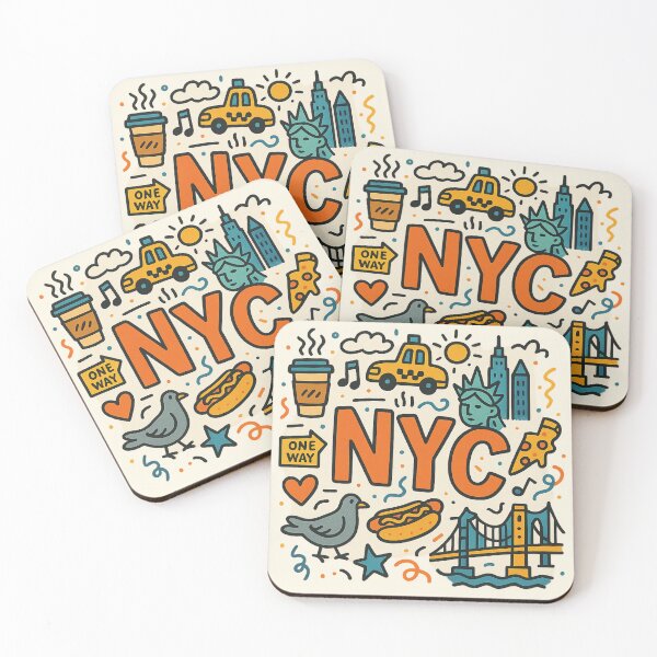 Item preview, NYC Doodle Collage – Cute & Colorful New York City Icons designed and sold by GirlyPopped.
