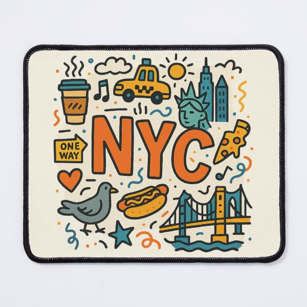 Item preview, NYC Doodle Collage – Cute & Colorful New York City Icons designed and sold by GirlyPopped.